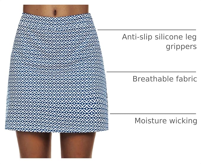 Ekouaer 16" Skorts for Women with Pockets Golf Pickleball Tennis Skirt | Silicone Grippers,2 Inner Pockets,Wide Waist,Side Slit Hem,Breathable,Soft,Lightweight
