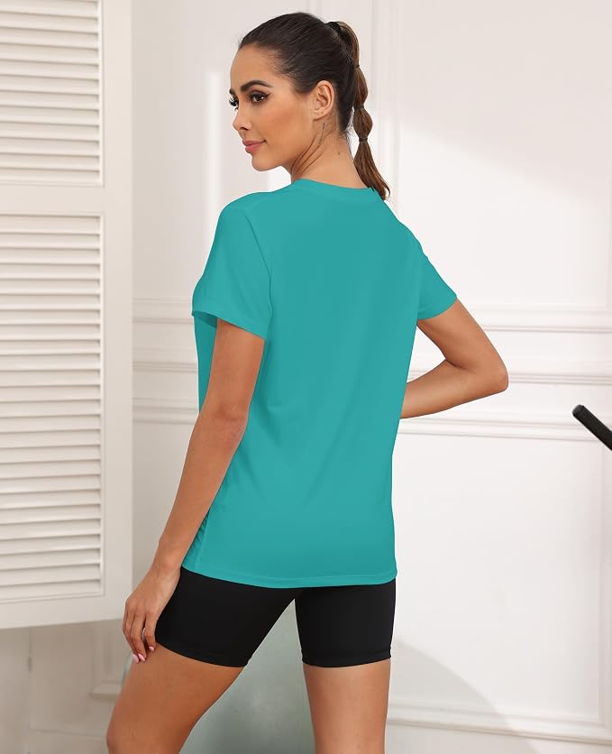 KevaMolly Workout Tops for Women UPF50+ Breathable Loose Fit Yoga T Shirts Short Sleeve Running Gym Athletic Tee Top