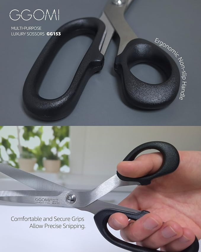 2.2T Stainless Blade Kitchen Scissors - 9.6in x 3Pack | Korean Style Sharp Heavy Duty All Purpose Kitchen Shears for Cooking Food | Barbecue Kalbi Rib Meat Cutting Dishwasher Safe (GG153, Black)