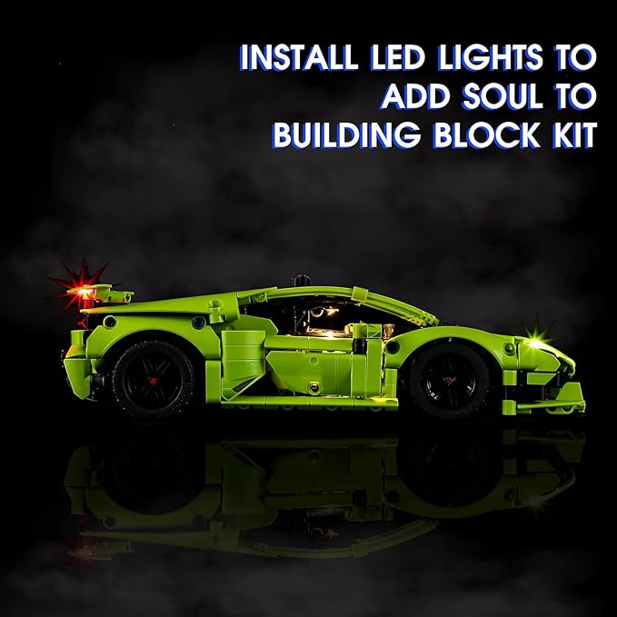 Vaodest LED Light for Lego Lamborghini Huracán Tecnica 42161 Set,Design and Configuration Compatible with Model 42161(LED Light Only, Not Building Block Kit)