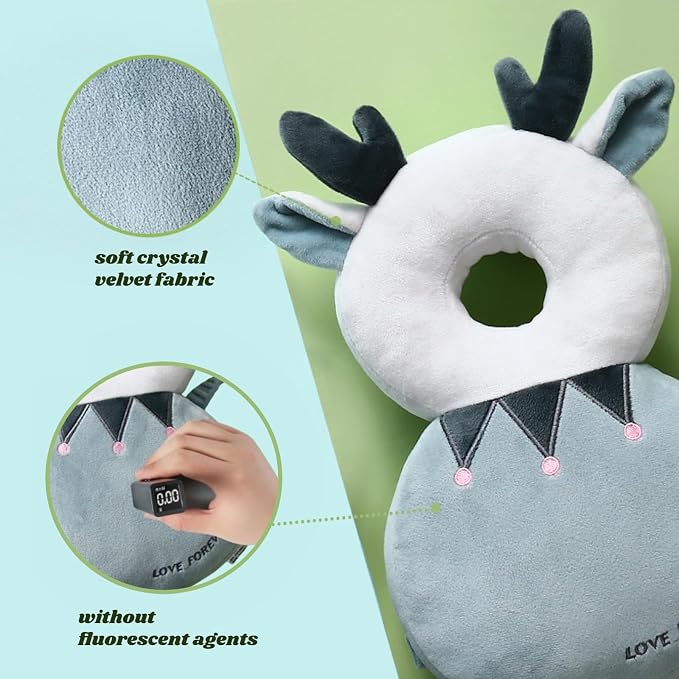 Baby Head Protector Backpack, Toddler Baby Head Protection Backpack with Baby Knee Pads Alarm Function for Walking & Crawling, Soft, Breathable and Wearing Safety Baby Head Protector