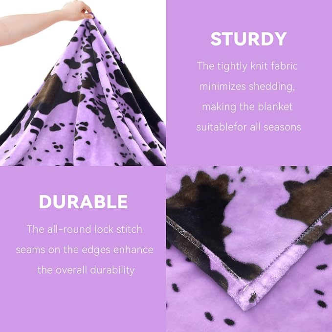 Purple Throw Blanket for Women, Ultra Soft Fuzzy Fleece Cute Blankets for Teen Girls, Home Room Decor & Cozy Purple Gifts for Women Girls 50x60 Inches