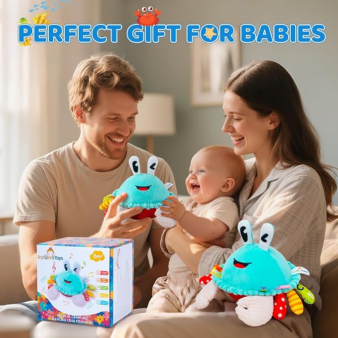 Baby Toys 12-18 Months, Musical Crawling Crab Baby Plush Toy, 50 Songs & Recording Feature, Dancing Bouncing Interactive Baby Toddler Toys 6-12 Months, Tummy Time Toys 1 Year Old Gift Valentines Gifts