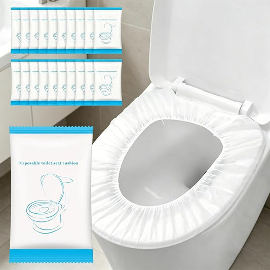 50 Pack Disposable Toilet Seat Cover Waterproof Non-Woven Fabric, Disposable Toilet Seat Covers for Travel, Disposable Seat Covers for Hotel Hospital Public Restroom, Individual Package