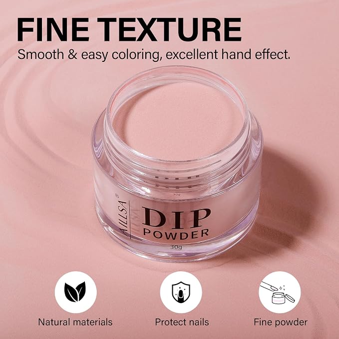 AILLSA Dip Powder Translucent Nail Dipping Powder Jelly Nude Salmon Pink | Dip Powders Colors for DIY Manicure Salon at Home Easy to Use Nail Powder for Valentine's Day Gift (1 Oz)