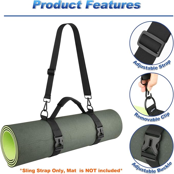 Cosmos Portable Yoga Mat Strap Mat Sling Picnic Blanket Strap with Adjustable Shoulder Strap & Handle for Festivals Picnics Camping Motorcycle Bedroll Pilates