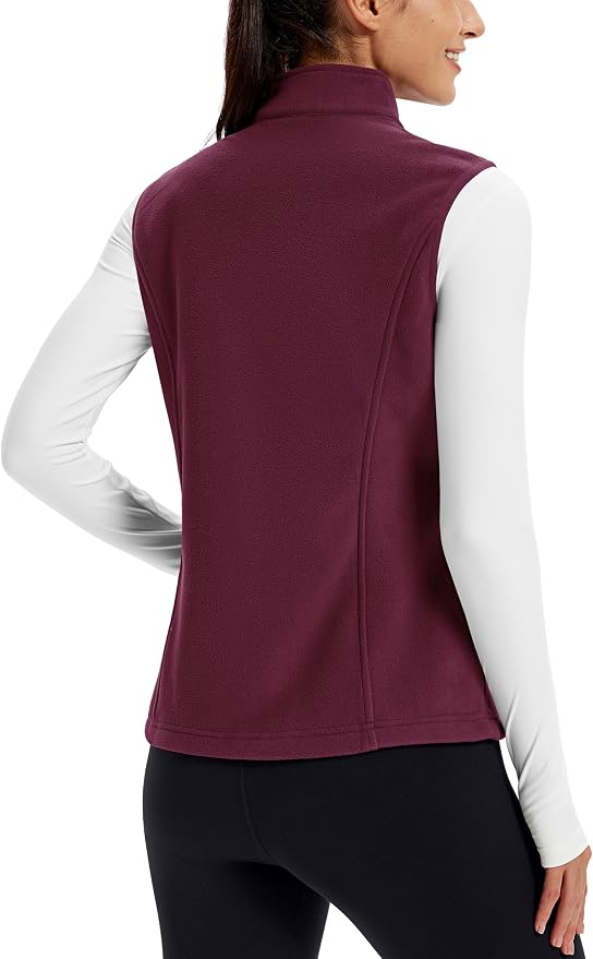 TACVASEN Women's Fleece Vest Lightweight Sleeveless Zip Jacket Outerwear | Soft Polar,Zipper Pockets,Stand Collar,Fall Winter Warm,Outdoor,Athletic,Running,Hiking,Travelling,Golf,Work