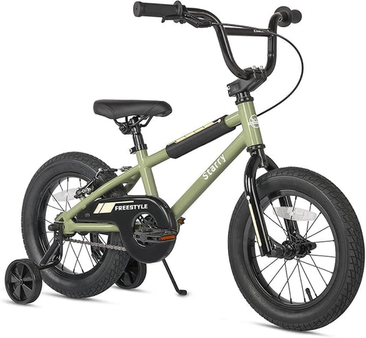 12 14 16 18 Inch Kids Bike BMX Style Bicycle with Training Wheels Coaster Brake for 2-10 Years Old Toddlers Boys Girls Multiple Colors