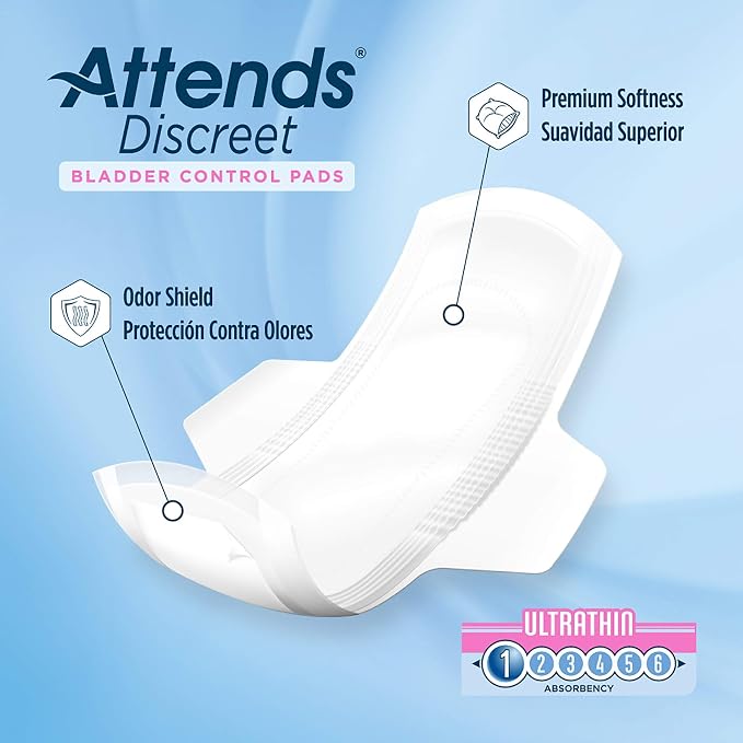 ADPTHIN - Attends Discreet Women's Ultrathin Pads, 20 Count (x24)
