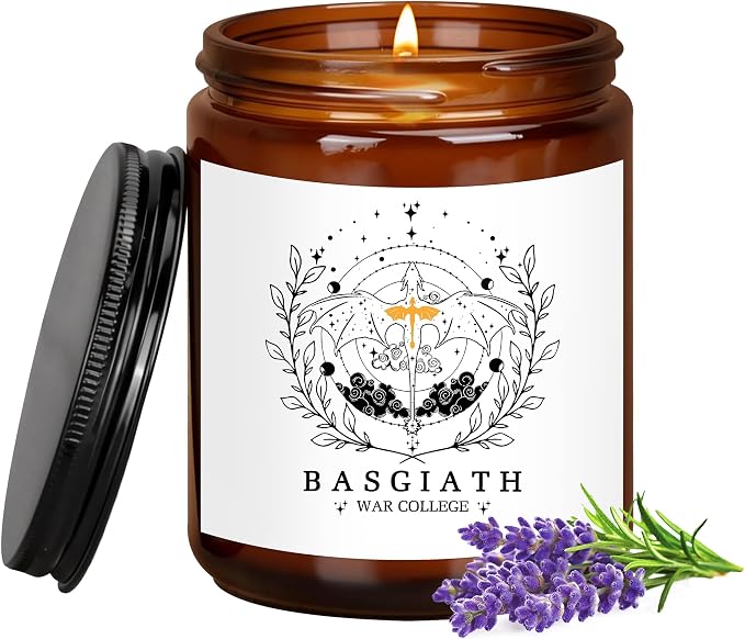 4th Wing Gift Basgiath War College Bookish 7 oz Lavender Scented Candle Relaxation Gifts Book Lover Gift Fantasy & Literature Inspired Scented Jar Candle (Candle-Basgiath War)