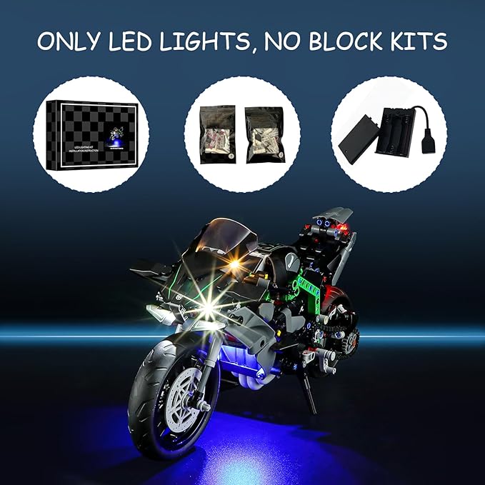 LED Light Kit for Lego 42170 Technic Kawasaki Ninja H2R Motorcycle Set,Compatible with Lego 42170 Building Blocks Model(Not Include Blocks Set)