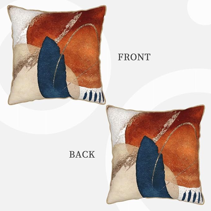Navy Blue Burnt Orange Velvet Pillow Covers 20x20 Inch Boho Geometric Mid Century Throw Pillows for Couch Farmhouse Cushion Covers Pillowcase Modern Abstract Pillow Cases For Sofa Bed Outdoor Decor