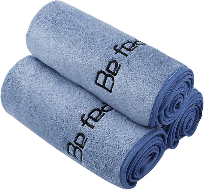 Microfiber Gym Towels Bigger Size Super Soft for Exercise Fitness, Sports, Workout, 380-GSM 15-Inch x 31-Inch Quick-Drying Towels (3 Pack, Blue)