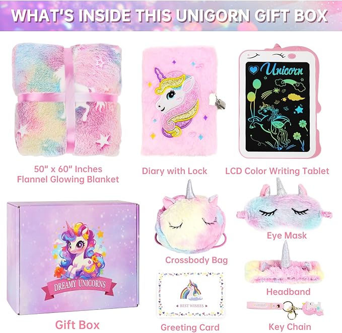 Jenria Unicorn Gifts for Girls, Girls Toys Age 6-8, Birthday Gifts for Girls Age 3 4 5 6 7 8 Years Old Girl Birthday Gift Ideas, Unicorn Toys, for Daughter, Niece