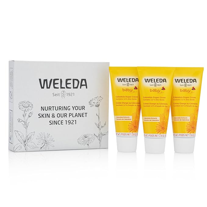 Weleda Baby Calendula Diaper Cream,2.8 Fluid Ounce,Plant Rich Protection with Calendula,Chamomile,Sweet Almond Oil,Lanolin and Zinc Oxide,(Pack of 6)
