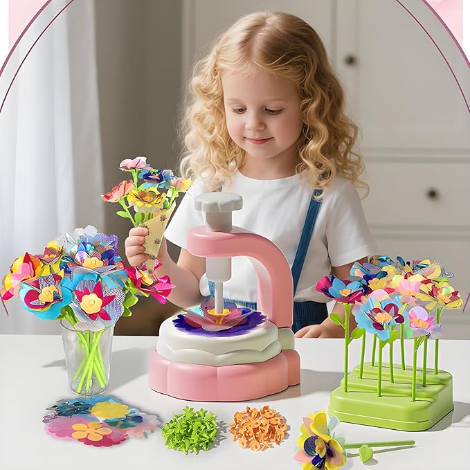 Toys for 4 5 6 7 8 12 Year Old Girl Christmas Birthday Gift Ideas, DIY Flower Bouquet Arts and Crafts Supplies Kit for Kids Learning Activities Ages 4-8-12, Summer Toys Set Toddler