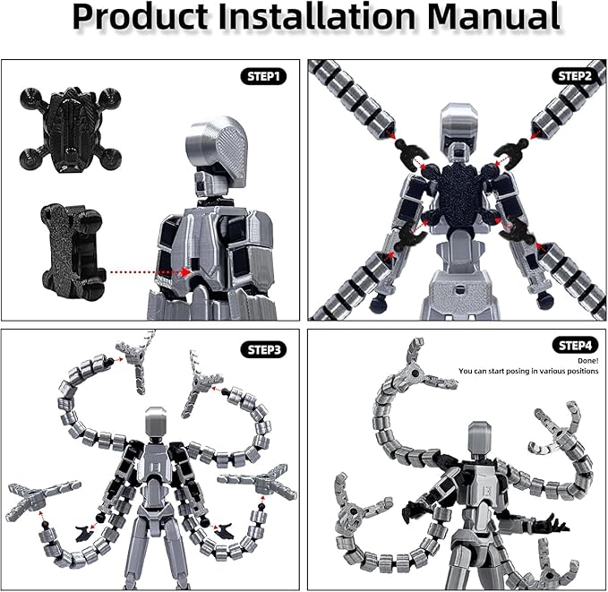 (Assembly Completed) T13 Action Figure Set, 7.2 Inch Dummy 13 3d Printed ActionFigure Toy Gifts for Kids, Robot 13 Action Figure Full Body Mechanical Doll Christmas Birthday Gift for Boys Girls