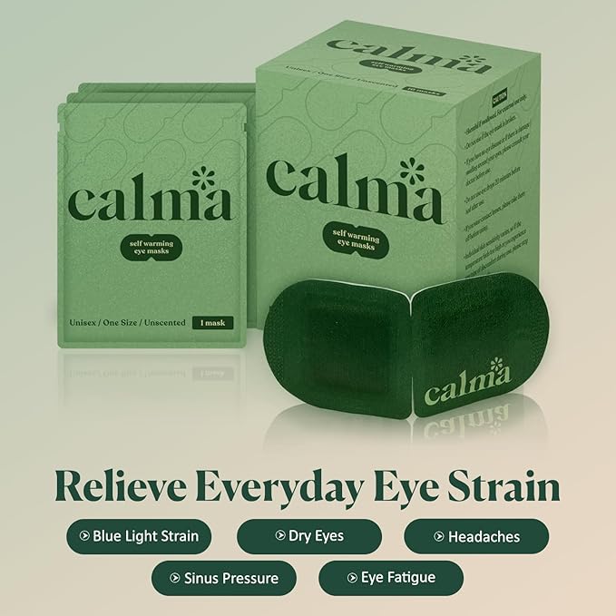 16 Pack Calma Heated Eye Mask - Hot Compress For Eye Fatigue - Helps Relief Dry Eyes, Blue Light Strain, Headaches and Dark Circles (Unscented)