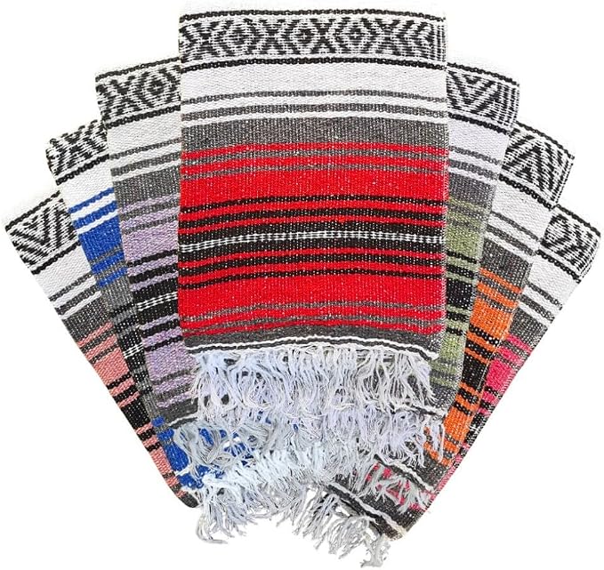 Open Road Goods Bulk Falsa Blankets - Handwoven Authentic Mexican Falsa - Great for Weddings, Yoga, Beach, Picnics, or Mexican Throw! (Assorted, 7 Pack)