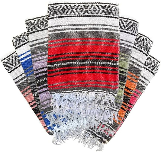 Open Road Goods Bulk Falsa Blankets - Handwoven Authentic Mexican Falsa - Great for Weddings, Yoga, Beach, Picnics, or Mexican Throw! (Assorted, 7 Pack)
