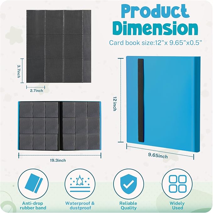 Card Binder, 9 Pocket Trading Card Album Folder,20 Pages, 360 Card Capacity Sports Card Binder, Premium Card Binders Compatible with MTG, TCG, Baseball Cards (Sky blue)