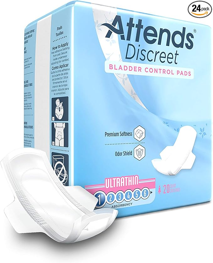 ADPTHIN - Attends Discreet Women's Ultrathin Pads, 20 Count (x24)