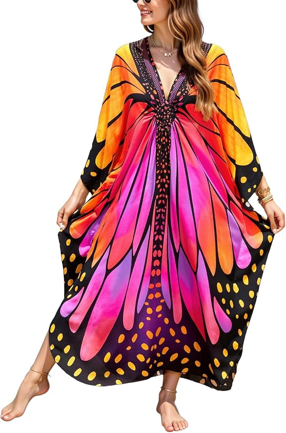Mumu Dresses for Women Plus Size, Bohemian Kaftan Beach Cover Up Long Maxi Nightgown Soft Loungewear