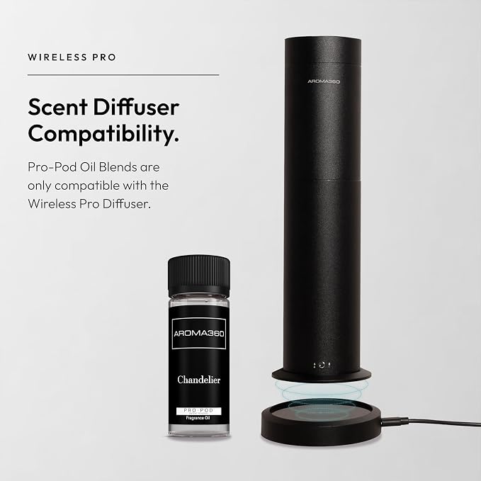 Aroma360 - Chandelier Pro Pod Fragrance Oil Blend | Hotel Inspired Luxury Essential Oil Diffuser | Aromatherapy Scent Diffuser Oil | Bergamot, Woodsy Sandalwood and Saffron 1.7 fl oz, 50 mL