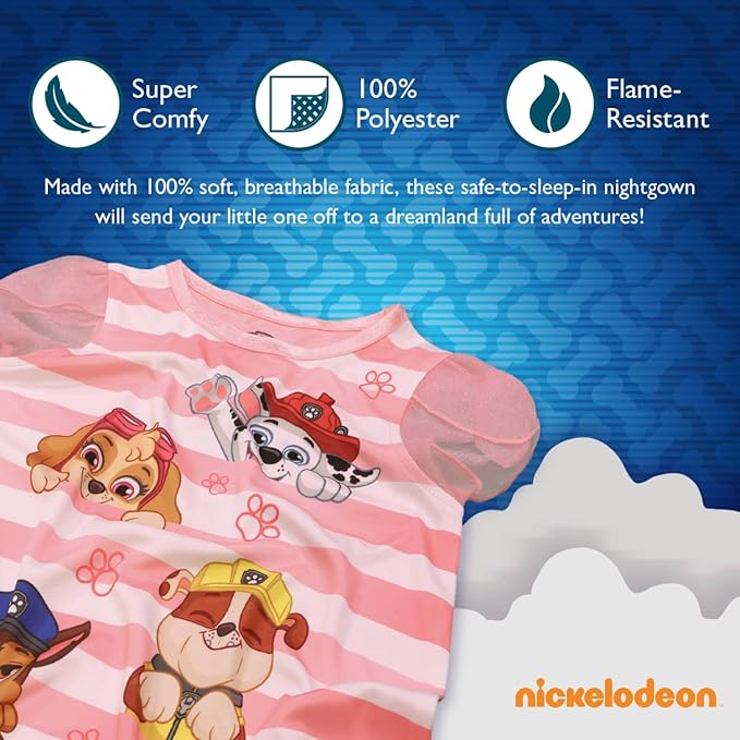 Nickelodeon Girls' Nightgown, Fantasy Gown, Comfortable Sleepwear, Soft & Cute Pajamas for Kids