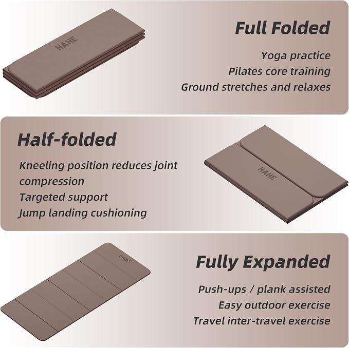 Foldable Yoga Mat,74"Lx32"Wx1/3"Thick,Folding Exercise Mat,Non-slip Wide Pilates Mats for Home Workout/Travel, Portable Yoga Mat Thick for Yoga/Pilates/Camping/Floor Exercises