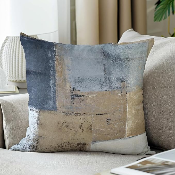 Throw Pillow Covers for Couch, 24x24 Inch, 2 Pack, Brown Grey | Decorative Throw Pillow Covers Cushion Covers for Couch Bedroom Sofa Living Room