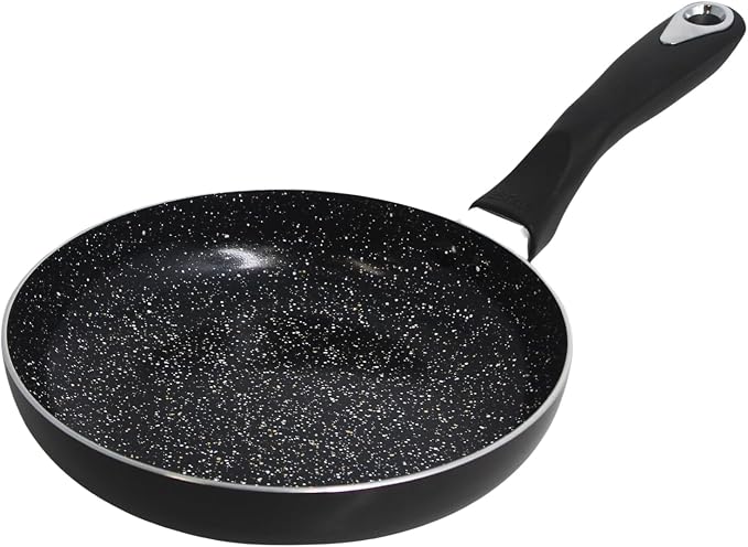 IMUSA 8 Inch Bistro Cera Aluminum Speckled Black Ceramic Fry Pan | Speckled Ceramic Nonstick Coating, Cool-Touch Handle, Ideal for Pan-Frying and Sautéing, Great for Everyday Home Cooking