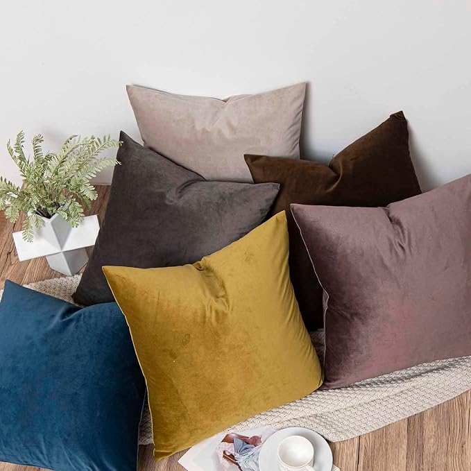 22x22 Decorative Velvet Throw Pillow Covers Set of 2,Prussian Blue | Soft Cushion Cases with Invisible Zipper for Modern Couch Sofa Bed Living Room Bedroom Home Decor