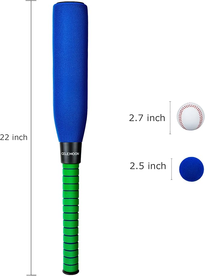 CeleMoon Ultra Soft 22 Inch Kids Foam Baseball Bat Toys with 4 Balls Gift for Children Toddlers Boys Girls Age 3-5-8 Outdoor Indoor Sport T Ball Game Playing,Blue