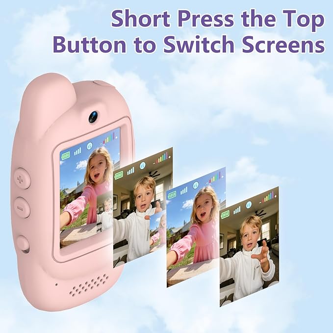Video Walkie Talkies for Kids, 2 Pack Rechargeable Video Walkie Talkies, 1000 mAh Battery, HD Camera, Voice Changer, for Family Fun, Camping and Travel, Ages 3-12, Blue and Pink