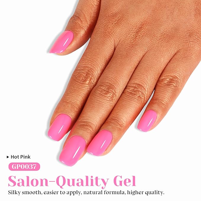 Hot Pink Gel Nail Polish, 0.51 Fl Oz Soak Off UV LED Lamp Neon Fuchsia Pink Gel Polish for Nail Art Starter or Manicure Salon