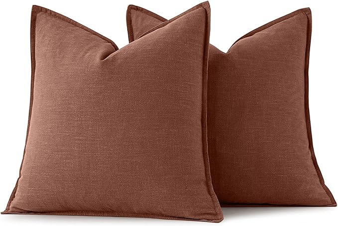 MIULEE Decorative Linen Pillow Covers 18x18 Inch Autumn Glaze | Boho Farmhouse Fall Autumn Couch Throw Pillows for Bed, Pack of 2 Accent Modern Pillowcases, Sofa Livingroom Home Decor