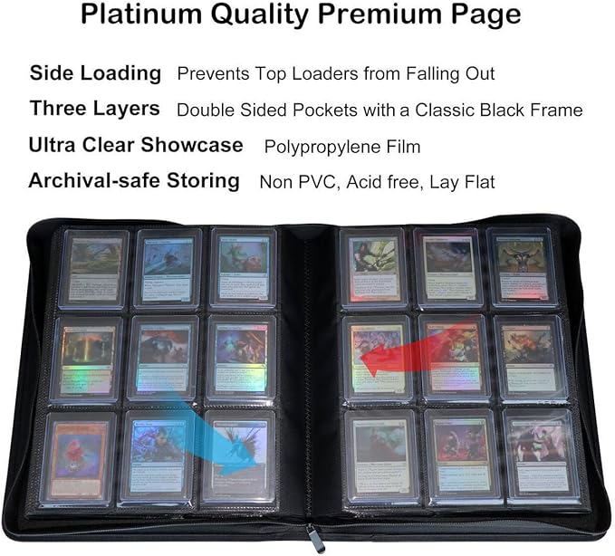 Top loader Binder, Holds 432 Top Loaders, 9 Pockets Top Loader Binder with Sleeves for Cards in 3'' x 4'' Top loaders -Green