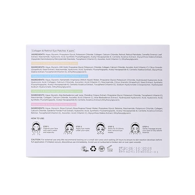 Yeokoe Under Eye Patches for Dark Circles,Eye Mask for Puffy Eyes With Collagen,Retinol,Vitmin C,Hyaluronic Acid and Niacinamide Face Masks Skincare Spa Gifts for Woman 20Pairs