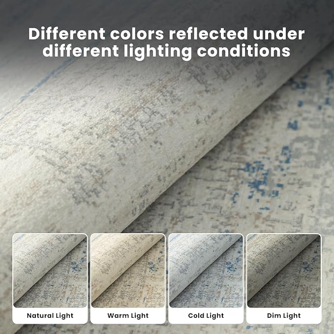 Washable Rugs 4x6 Area Rugs for Living Room- Modern Abstract Rugs for Bedroom,Dining Room,Kids Room,Ultra Soft Low Pile Small Carpet with Non Slip Rubber Backing,Neutral Accent Nursery Rug