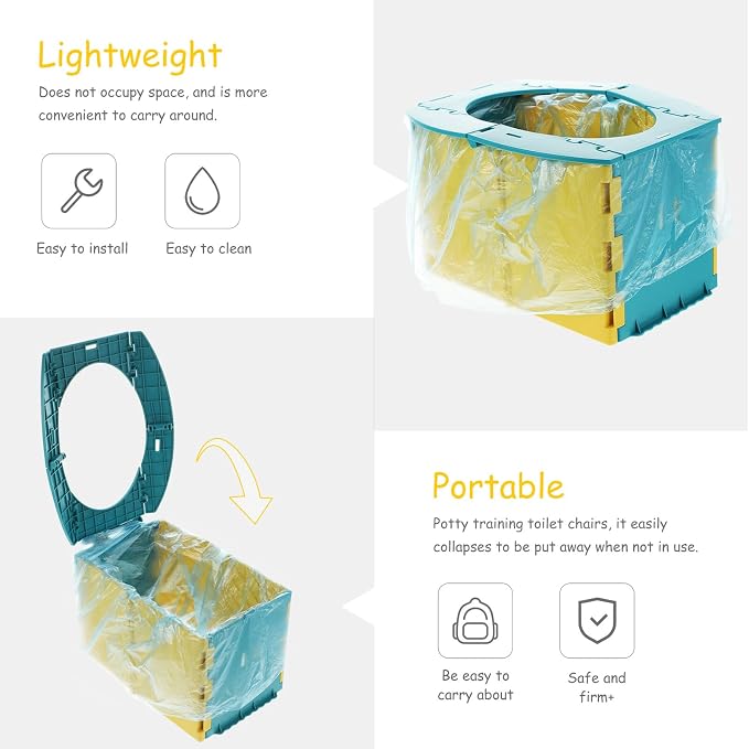 FRCOLOR Portable Toilet for Car Travel Environmentally Friendly PP Material Thick and Stable Potty Trainer for Boys and Over Years Convenient Outdoor Use Easy to Carry