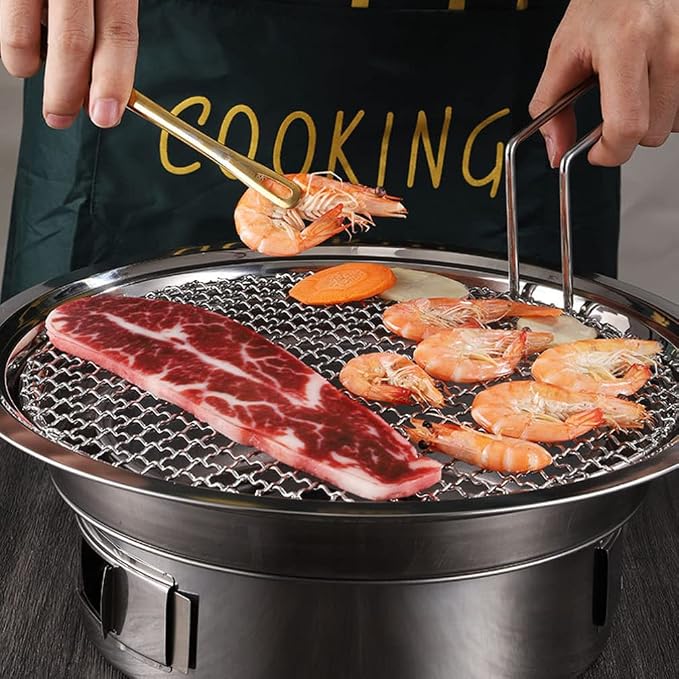 Kichvoe Grill Mesh with Handle 16.33 X 11.61 Inch Stainless Steel Korean Bbq Outdoor Cooking Grill Net for Meat Vegetables Fish Non-Stick Barbecue Rack