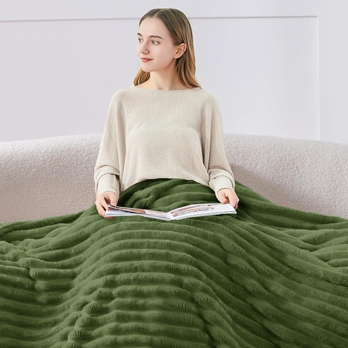BEDELITE Ribbed Twin Blanket for Couch & Bed, Moss, 60"x80" | Ultra-Soft Plush Fleece, Cozy, Warm Yet Lightweight, Ribbed Texture, Home Decor, Machine Washable, Giftable, All-Season Use