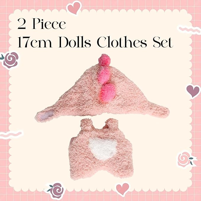 Doll Clothes Cute 17cm Doll Pink Dinosaurs Outfits for Clothes Set Faking Animal Style Jumpsuit Halloween Dolls Outfit Accessories