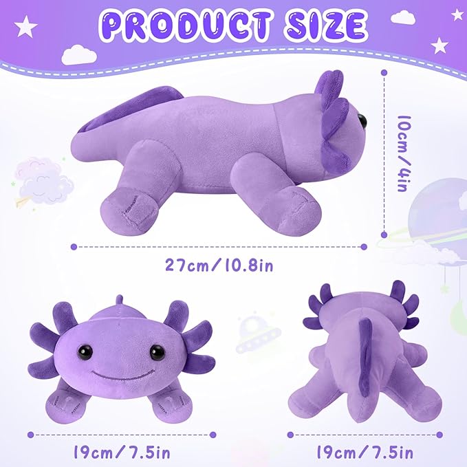 Axolotl Plush Toy, Soft Cute Stuffed Animal Axolotl Pillow Doll - Purple