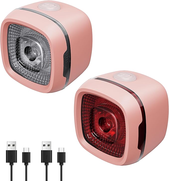 Bicycle Front and Rear Lights,Bike Light, Type-C Rechargeable, Flashing Light，Suitable for Night Riding, Cycling，Accessories for Bicycle，Headlight &Taillight for Girls Kids