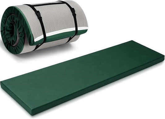 Lyrow 2 Inch 72"x24" Thick Foldable Yoga Mat with Carry Strap, Non-slip Portable Foam Gym Mat for Yoga, Pilates and Stretching