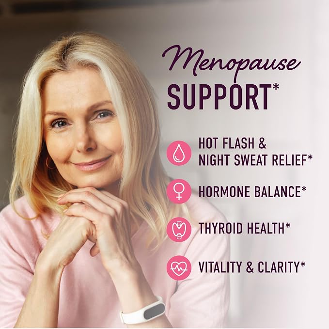 Menopause Support Gummies, Hormone Balance for Hot Flashes & Night Sweats | Mood & Bloating Support, With Phytoestrogen Soy Vitamin D3 PABA Biotin, Vegetarian, Gluten-Free, 60 Black Currant Gummies