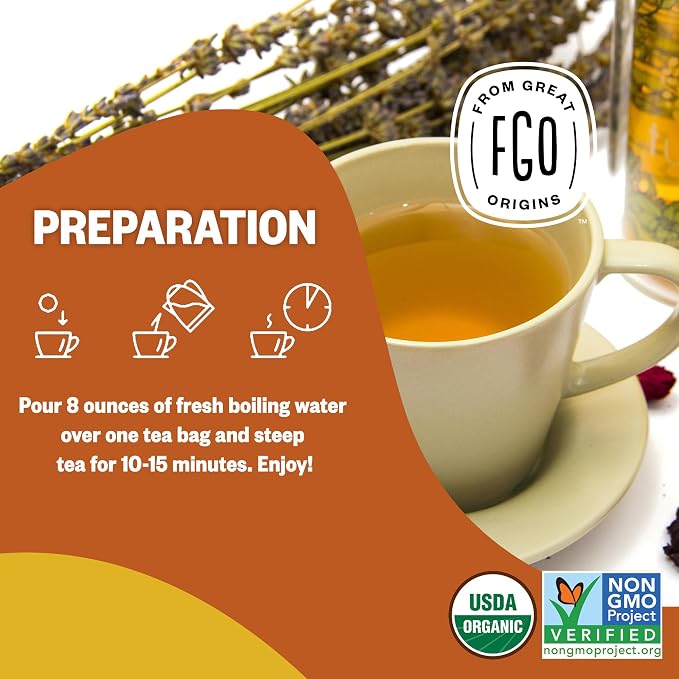 FGO Organic Turmeric Ginger Herbal Tea, 40 Count, Eco-Conscious Tea Bags, Caffeine Free (Pack of 1)