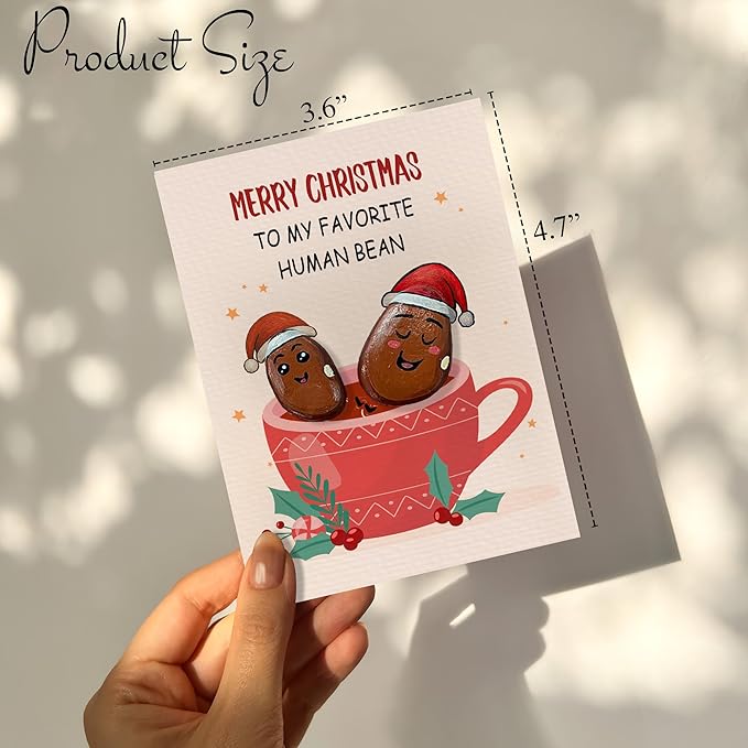 Handmade Christmas Pebble Card – Funny Holiday Pun Card with Pebble Art – Unique Christmas Greeting Card for Friends, Family, Coworkers